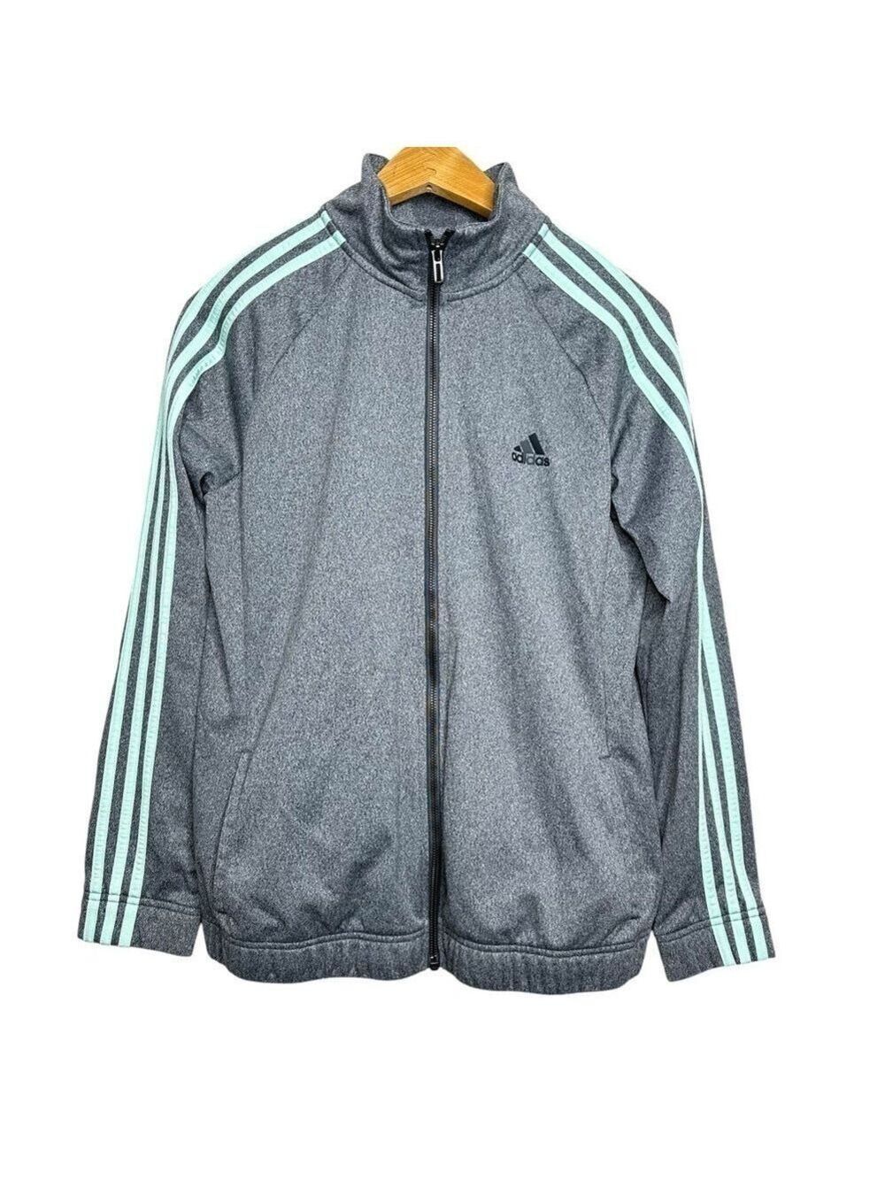 Adidas Designed 2 Move Gray 3 Stripe Track Jacket Women’s Size L (16-18)